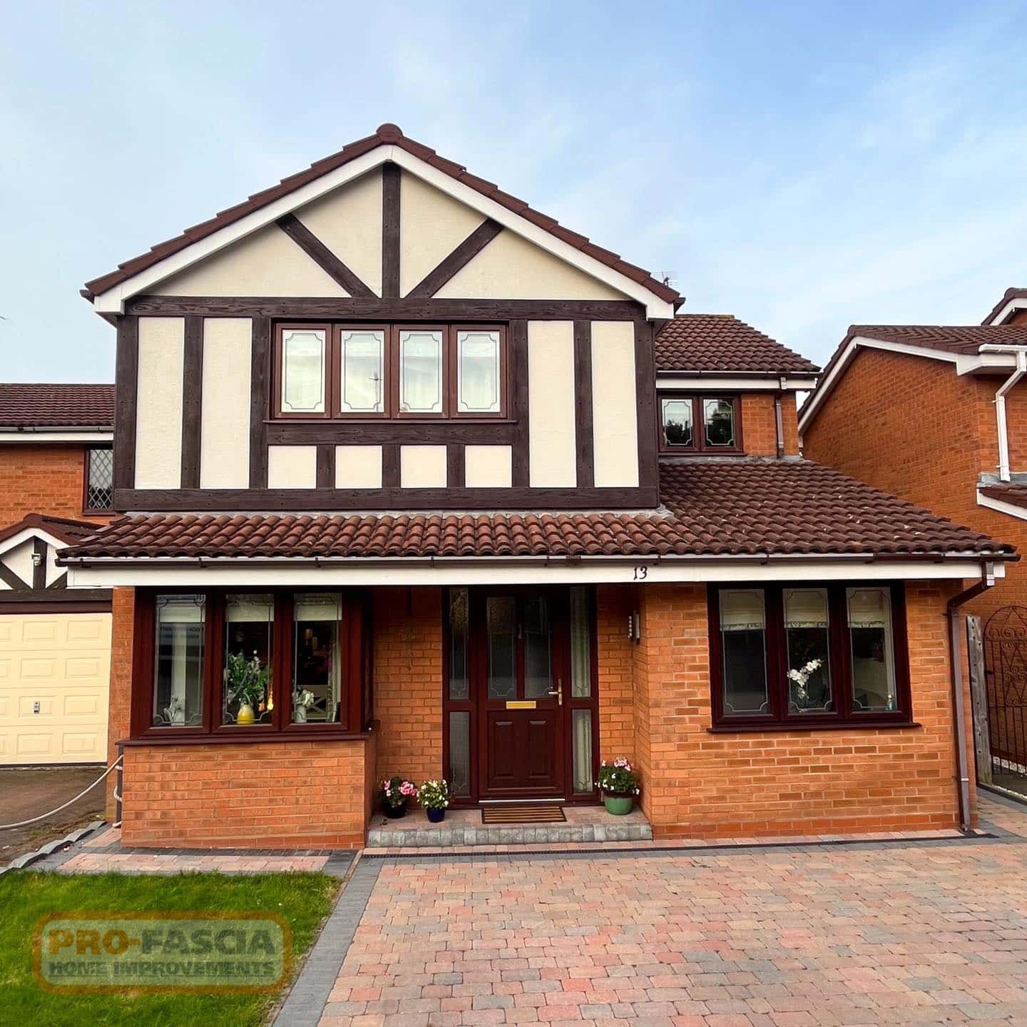 Pro-Fascia Home Improvements: Exquisite Rosewood Mock Tudor Replacement and Render Repainting in Worcester